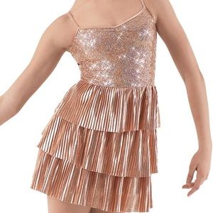 Weissman Field of Gold Sequin Dance Dress Rose Gold Adult Style 8511 New D7